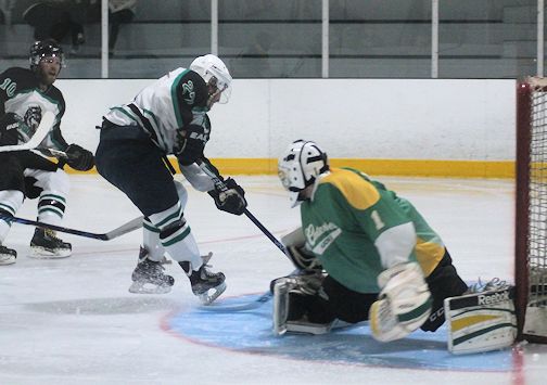 Tyler Soehner (left) of the Wolves opens the scoring for Ripley, assisted by Devin Kemp